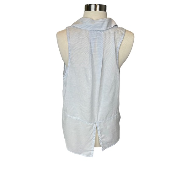 Bella Dahl Tank Top Womens Collared Striped Button Down Pockets Blue Medium - Picture 6 of 10